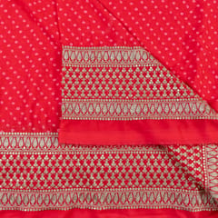 Red color Georgette Bandhej Embroidered Fabric