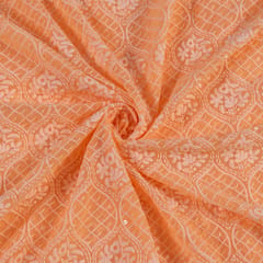 Peach Color Georgette Chikan Embroidery
