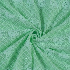 Green Color Georgette Chikan Embroidery