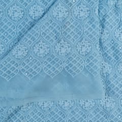 Sky Blue Color Georgette Chikan Embroidery