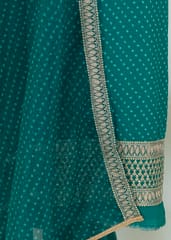 Green color Embroidered Georgette Bandhej  with Organza Set