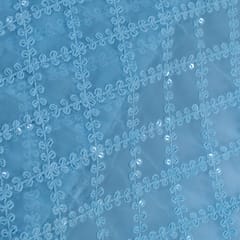 Sky Blue Color Georgette Embroidery(90Cmt Piece)