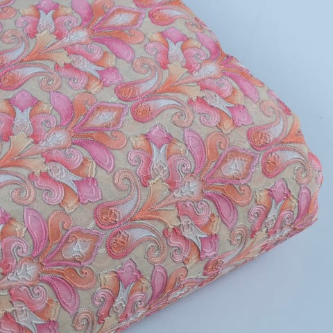 Peach Color Cotton Embroidery ( 1.5Mtr Piece)