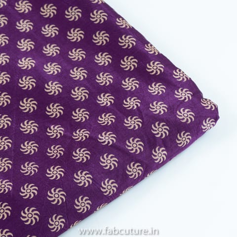 Purple Color Mashru Silk Ajrakh Print (1.15 Meter Cut Piece )