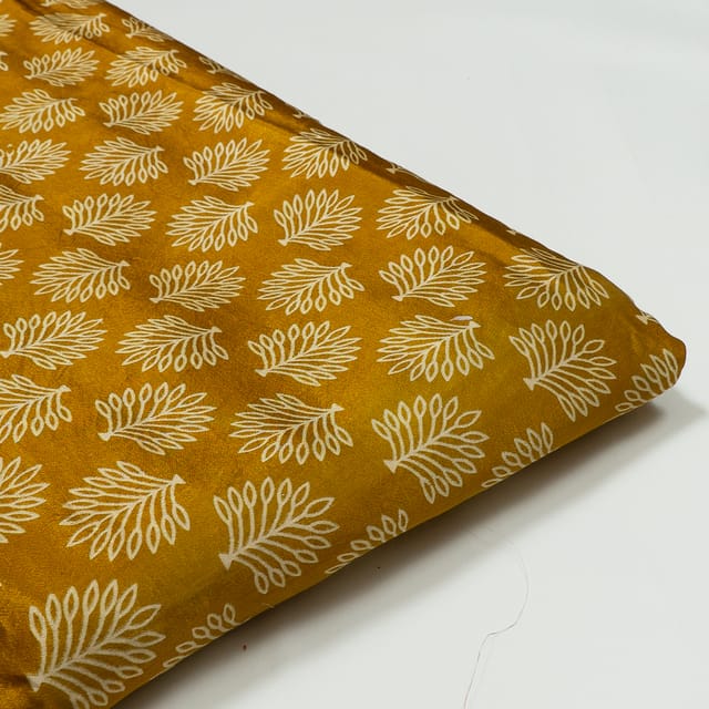 Mustard Color Mashru Silk Ajrakh Print (1.80Mtr Piece)