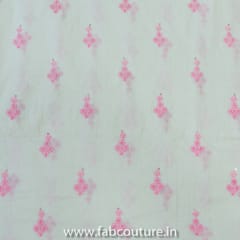 Off-white Cotton with Pink Booti Embroidery(2.40Mtr Piece)