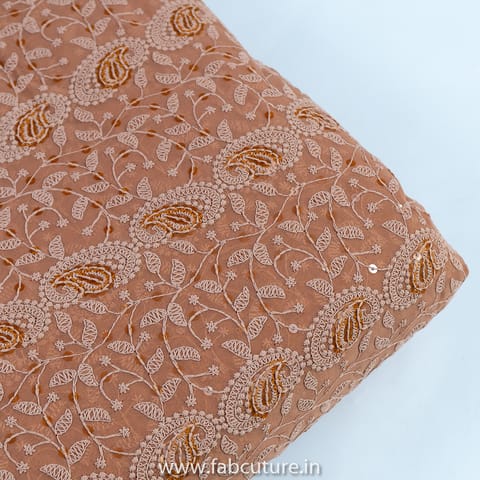 Beige Color Georgette Embroidery(50Cmt Piece)