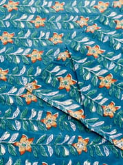 Blue base fabric with flowers