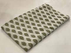white base fabric with leaves