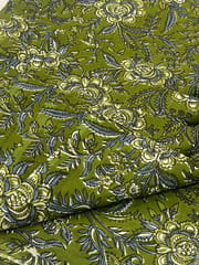 Green base fabric with flowers