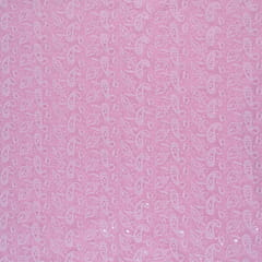 Pink Color Gerogette Chikan Embroidery With Sequence