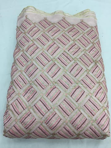 Heavy Thread Embroidery work with Sequins on Upada Silk