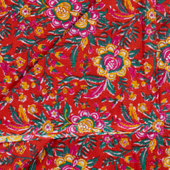 Red Color Cotton Cambric Print