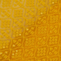 Mustard Color Georgette Chikan Embroidery