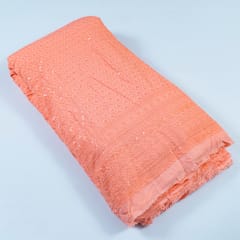 Peach Color Rayon Chikan Embroidery
