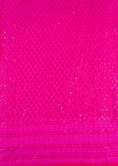 Pink Color Rayon Chikan Embroidery
