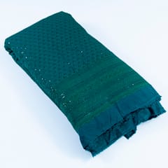 Bottle Green Color Rayon Chikan Embroidery