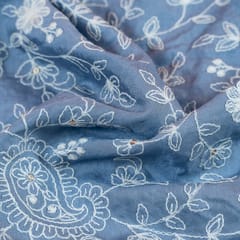 Grey Color Muslin Thread Embroidery