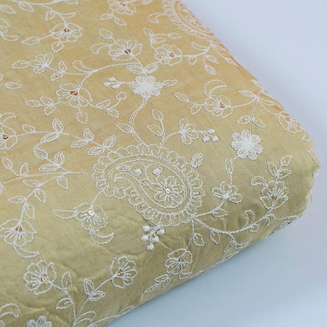 Lemon Color Muslin Thread Embroidery