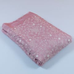 Peachish Pink Color Muslin Thread Embroidery