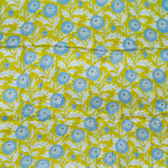 Lime Green Color Flowral Pure Crepe Print(2Mtr Piece)