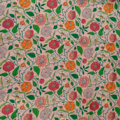 Peach Color Muslin Digital Print