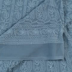 Grey Color Georgette Chikan Embroidery With Sequins