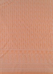 Peach Color Georgette Chikan Embroidery With Sequins