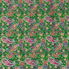Green Color Chinon Embroidery Print