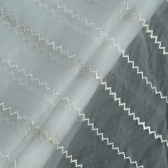 White Dyeable Organza ZigZag Embroidery