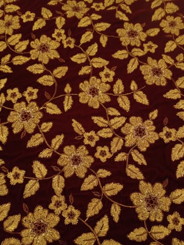 Maroon Color Velvet Embroidery
