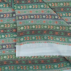 Green Georgette Digital Print with Embroidery