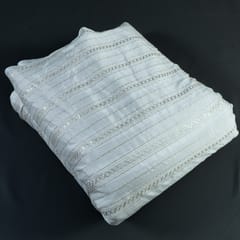White Color Dyeable Chinon Chiffon With Gota Embroidery