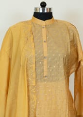 Burnt Orange Chanderi Embroidred Shirt With Cotton Lower and Chanderi Dupatta