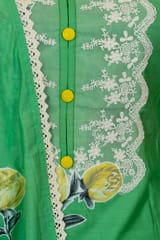 Dark Green Color Chanderi Printed Shirt With Cotton Lower And Voil Dupatta