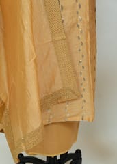 Light Mustard Color Chanderi Embroidred Shirt With Cotton Lower And Chanderi Dupatta