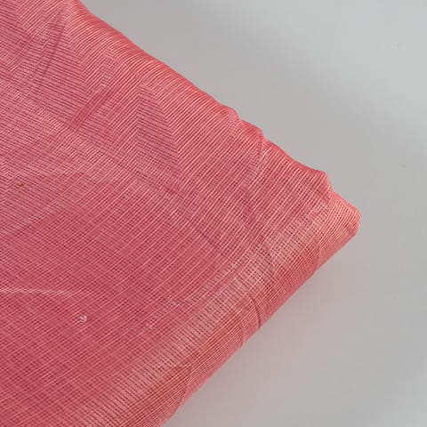 Peachish Pink Color Cotton Doria Checks