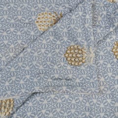 Sky Blue Color Muslin Print With Embroidery