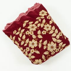 Maroon Color Velvet Embroidery