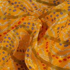 Yellow Color Chinon Jacquard Digital Print