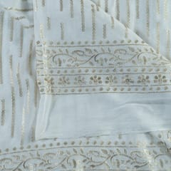 White Color Dyeable Chinon Chiffon Embroidery