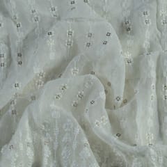 White Color Dyeable Georgette Embroidery