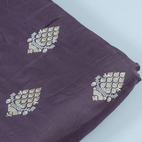 Purple Color Muslin Embroidery