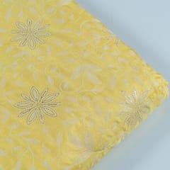 Yellow Color Dola Silk Embroidery