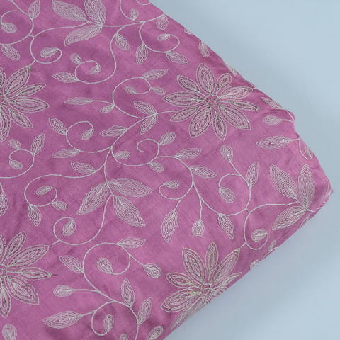 Onion Pink Color Dola Silk Embroidery