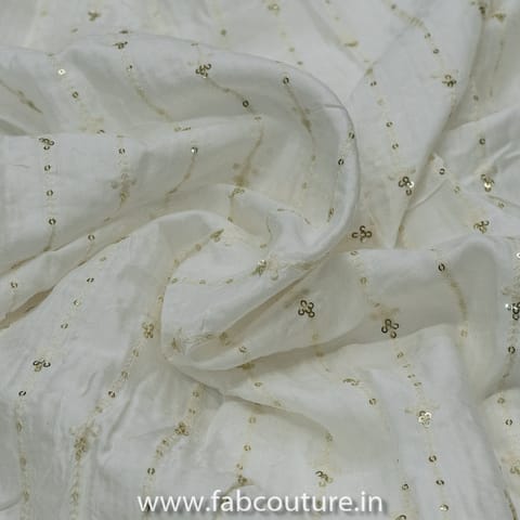 Muslin Embroidery with Thread and Sequins (1.60Mtr Piece)