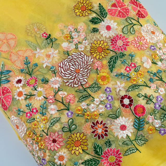 Yellow Organza thread Embroidery