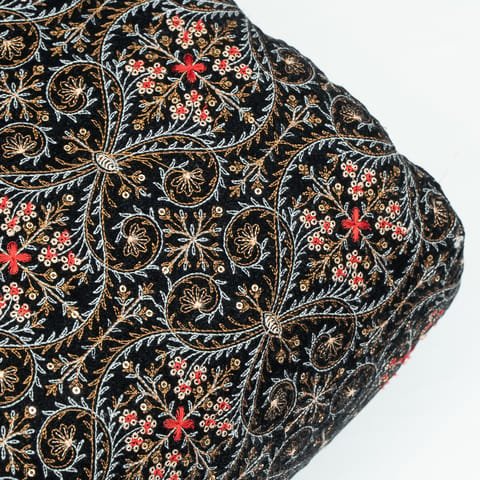 Black Color Velvet Embroidery
