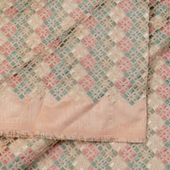 Peach Color Dupion Silk Thread Embroidery