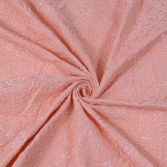 Light Peach Color Velvet Thread Embroidery
